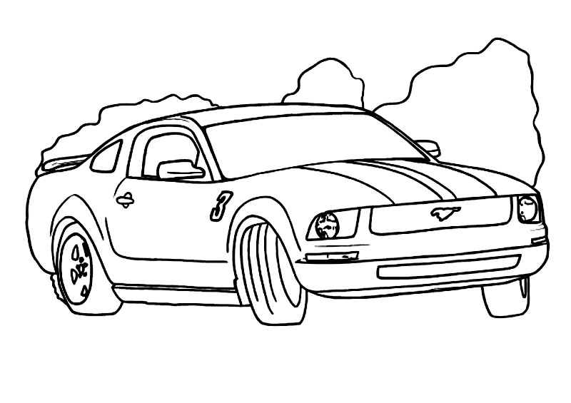 Plansa de colorat cu un Mustang