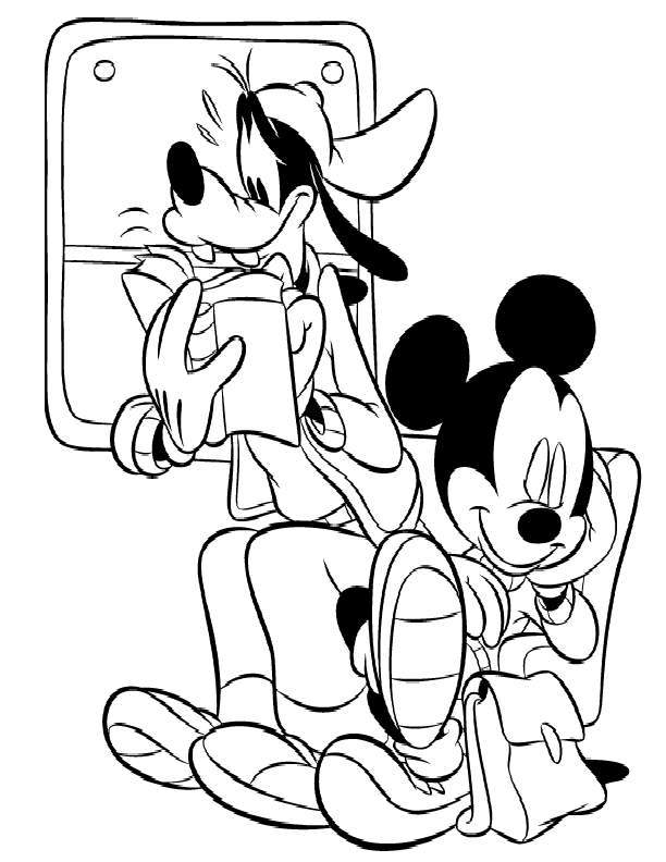 Mickey Mouse in tren cu Goofy