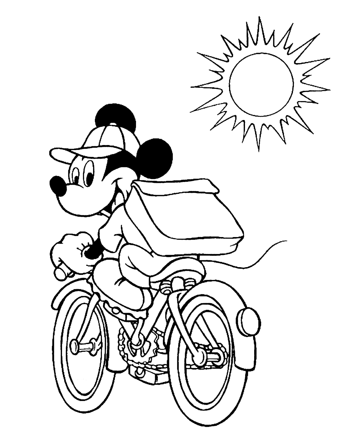 Mickey Mouse pe bicicleta