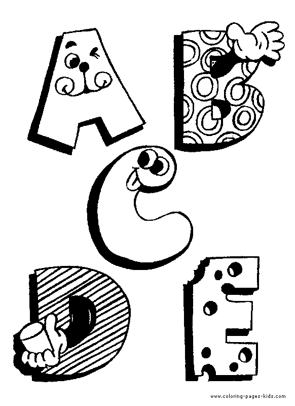 Coloreaza literele A, B, C, D, E