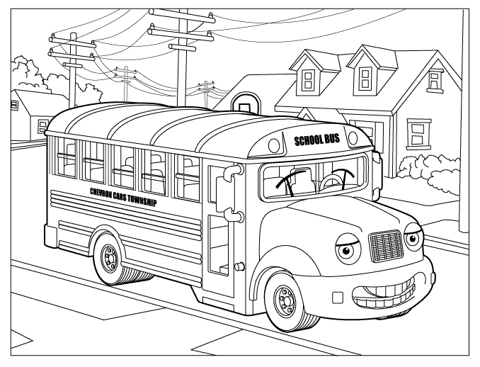 Plansa de colorat cu un autobuz