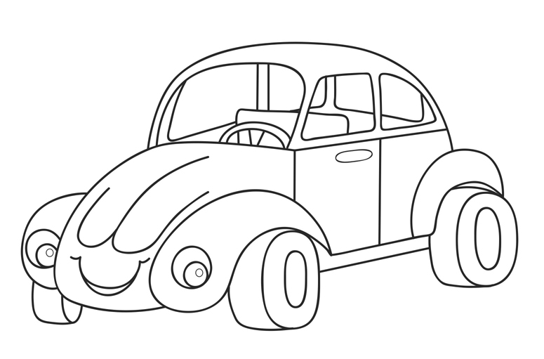 Plansa de colorat cu broscuta Volkswagen