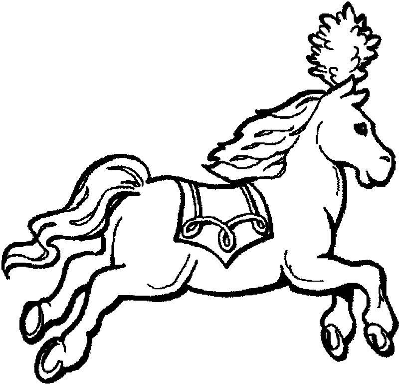 Plansa de colorat cu un cal de circ