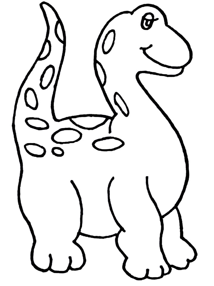 Plansa de colorat cu un dinozaur haios