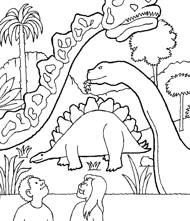 Plansa de colorat cu dinozauri