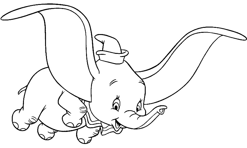 Plansa de colorat cu Dumbo
