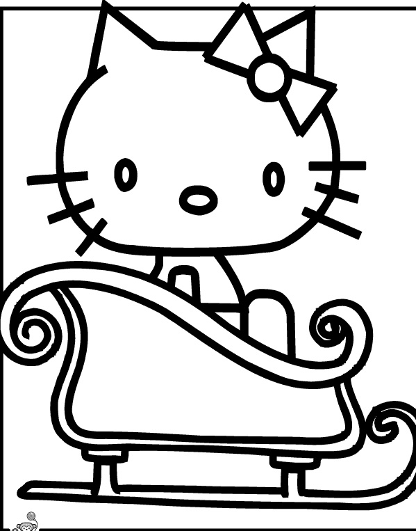 Hello Kitty pe sanie de colorat