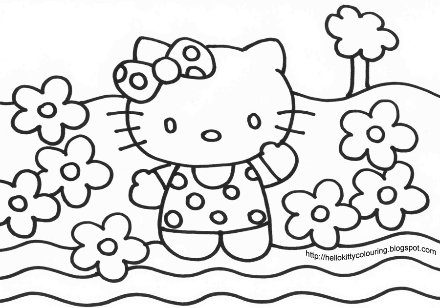 Hello Kitty vara printre flori