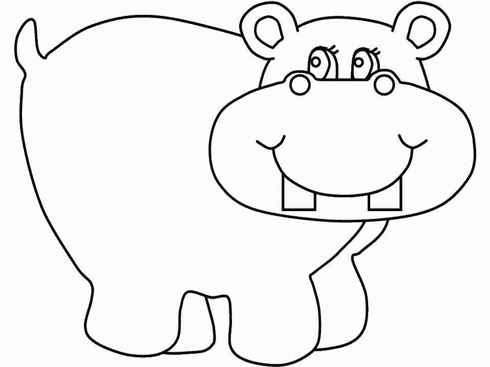 Plansa de colorat cu un hipopotam