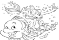 Plansa de colorat cu Ariel si Flounder