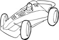 Plansa de colorat cu o masina de Formula 1