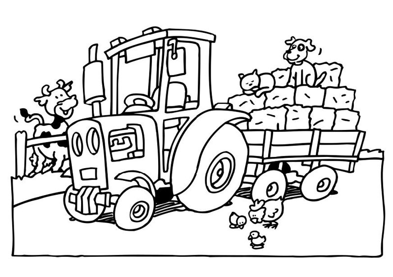 Tractorul de la ferma cu animale