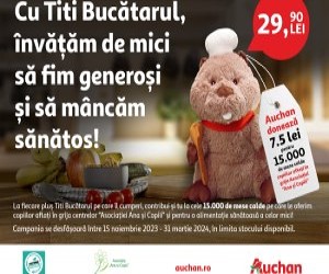 Auchan contribuie la asigurarea a 15.000 de mese calde pentru copii, printr-o noua campanie cu emblematicul plus Titi