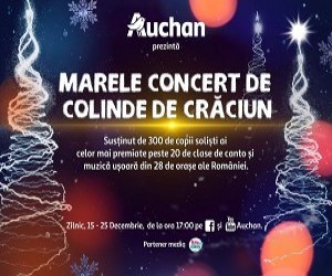 300 de copii din 28 de orase participa la Marele Concert de Colinde Auchan, un recital inedit de cantece de sarbatori