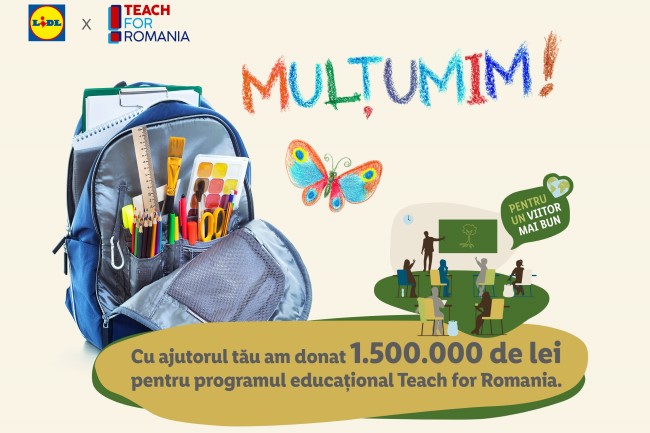 Cu sprijinul clientilor sai, Lidl Romania investeste 1.500.000 lei in recrutarea si formarea cadrelor didactice din Romania